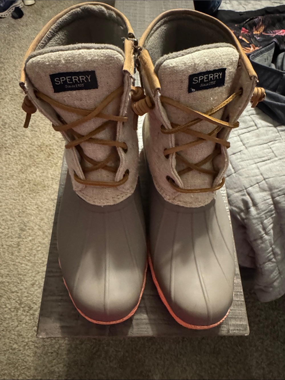 Sperry Women's Taupe & Cream Duck Boots